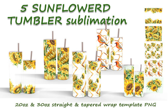 Download 5 Sunflowers Tumbler Sublimation Design - Flower Collection