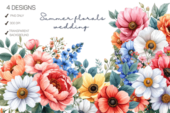 Download Summer Floral Watercolor Flower Bouquet - Flower Collection