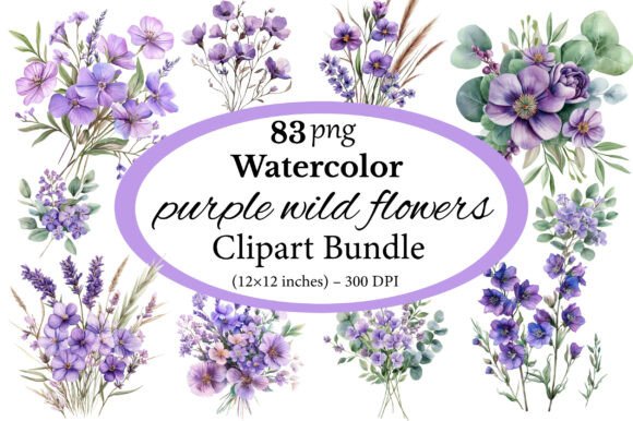 Download Watercolor Purple Wild Flowers Clipart - Flower Collection