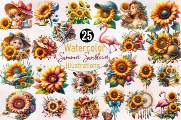 Download Watercolor Summer Sunflower Clipart - Flower Collection
