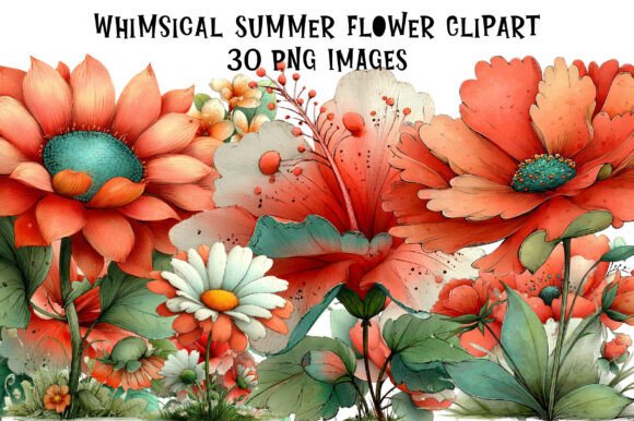 Download Whimsical Summer Flower Clipart - Flower Collection