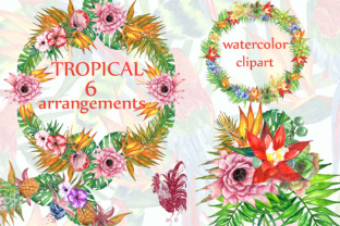 Download Tropic Watercolor Clipart TROPICAL FLOWERS Tropical Wreaths Flower Bouquets Summer Clipart - Flower Collection