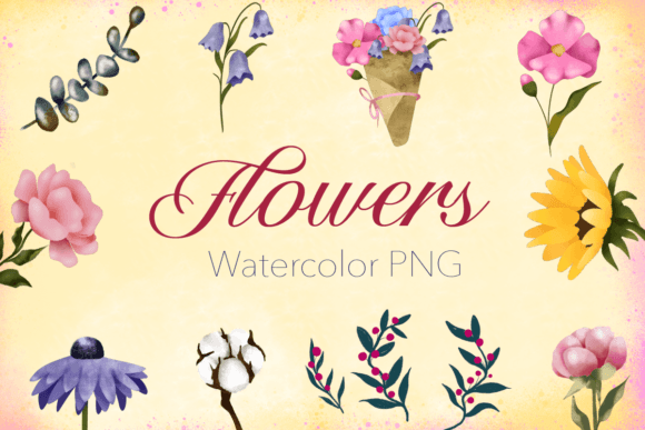 Download Flowers Watercolor PNG Free - Flower Collection