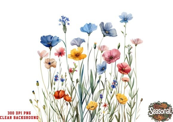 Download Wildflower Meadow Watercolor Clipart - Flower Collection