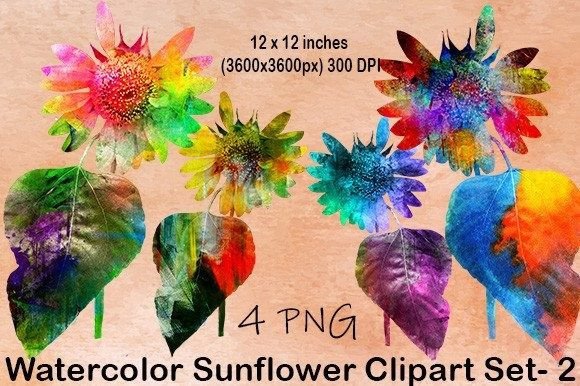 Download Watercolor Sunflower Clipart Set- 2 - Flower Collection