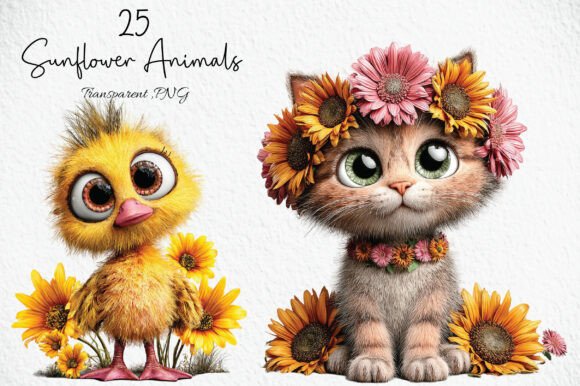 Download Summer Sunflower Animals Clipart - Flower Collection
