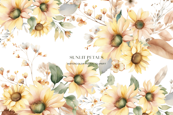 Download Watercolor Sunflower Floral Clipart Set - Flower Collection