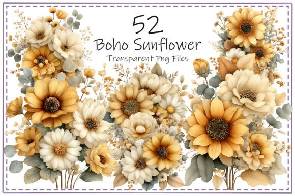 Download Boho Sunflower Clipart Bundle - Flower Collection