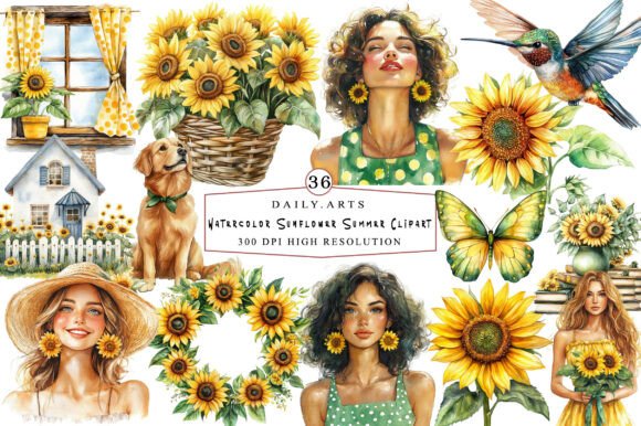Download Watercolor Sunflower Summer Clipart - Flower Collection