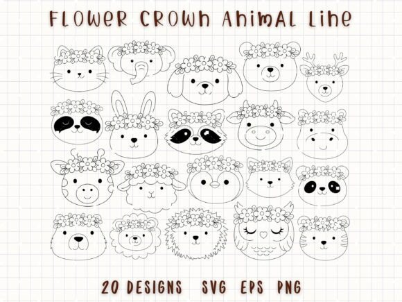 Download Flower Crown Animals SVG Animal Doodle - Flower Collection