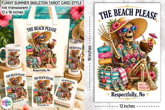 Download Funny Summer Skeleton Tarot Card Design - Premium Resources