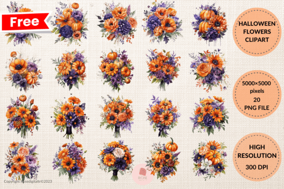Download Free Halloween Flowers Clipart Bundle 4 - Flower Collection