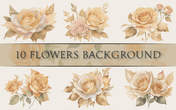 Download 10 Flower Backgroung Golden Ornament - Flower Collection