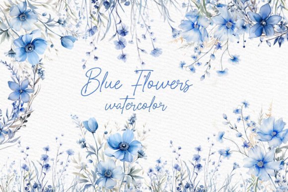 Download Dusty Blue Flowers Clipart Watercolor - Flower Collection