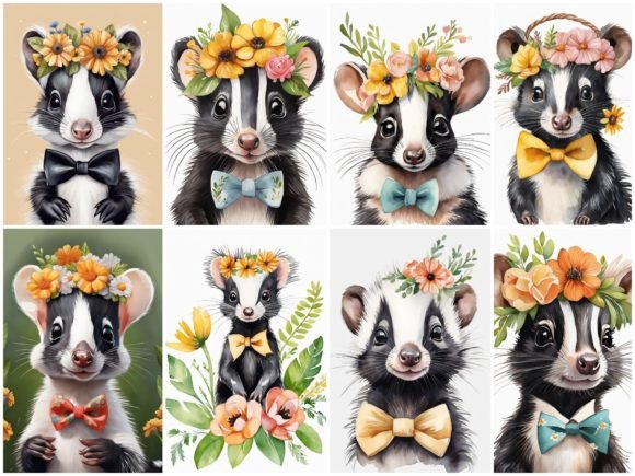 Download 32 Images Baby Skunk Flower Crown Bowtie - Flower Collection