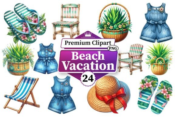 Download Beach Vacation Clipart Bundle PNG - Premium Resources