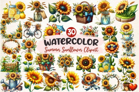 Download Watercolor Summer Sunflower Clipart - Flower Collection