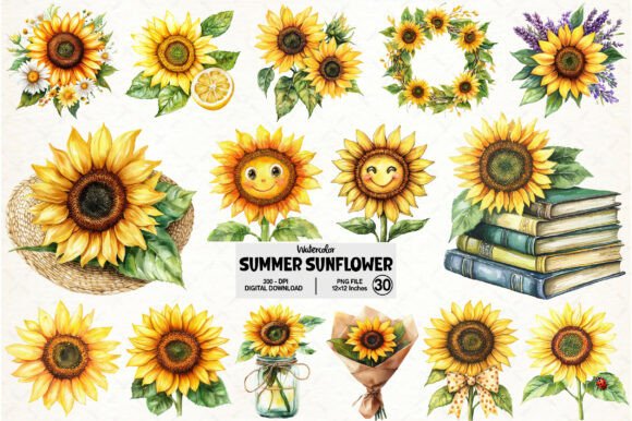 Download Watercolor Summer Sunflower Clipart - Flower Collection