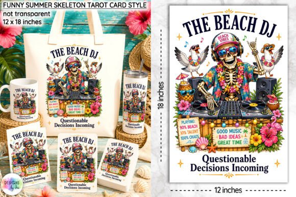 Download Funny Summer Skeleton Tarot Card Design - Card design Collection