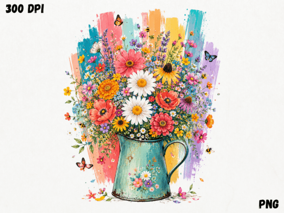 Download Colorful Wildflower Pitcher PNG, Summer - Flower Collection
