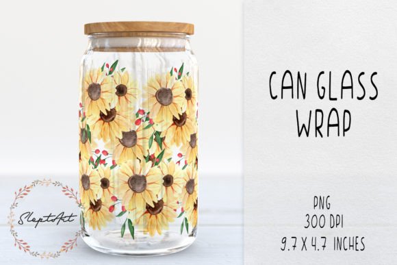 Download Sunflower 16 Oz Can Glass Wrap Design - Flower Collection