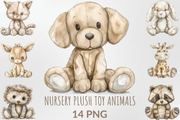 Download Watercolor Nursery Plush Toy Animals - Nursery Collection