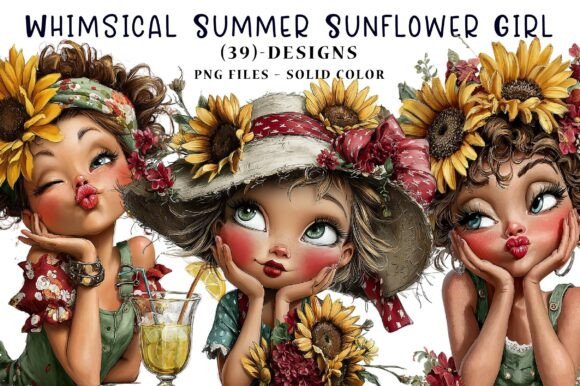 Download Whimsical Summer Sunflower Girl Clipart - Flower Collection