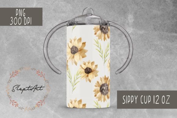 Download 12 Oz Sippy Cup Sunflower Design PNG - Flower Collection