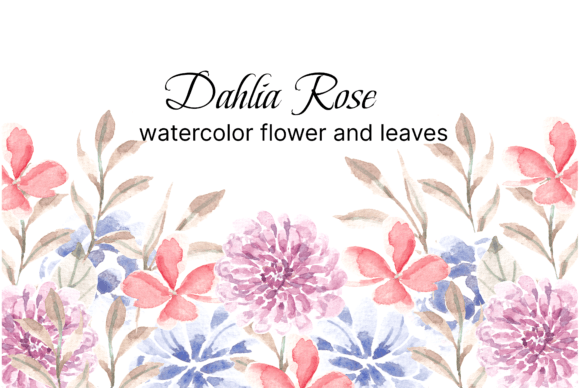 Download Dahlia and Rose Watercolor Flower - Flower Collection