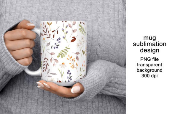 Download Mug Design, Wrap with Flowers, PNG. - Flower Collection