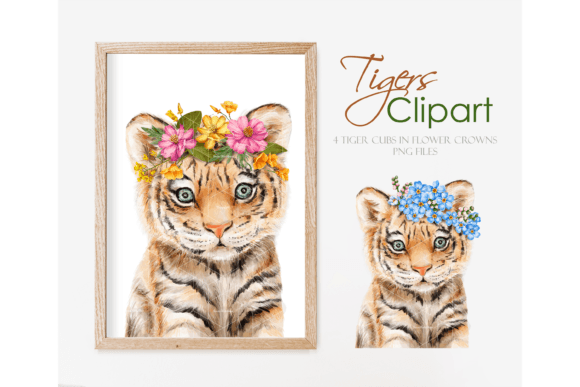 Download Baby Tiger in Flower Crown, Wreath - Flower Collection