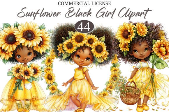 Download Whimsical Summer Sunflower Black Girl - Flower Collection