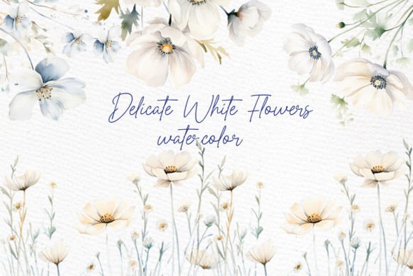 Download Watercolor White Wild Flowers Clipart - Flower Collection