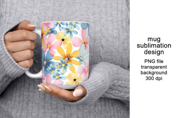 Download Mug Design, Wrap with Flowers, PNG. - Flower Collection