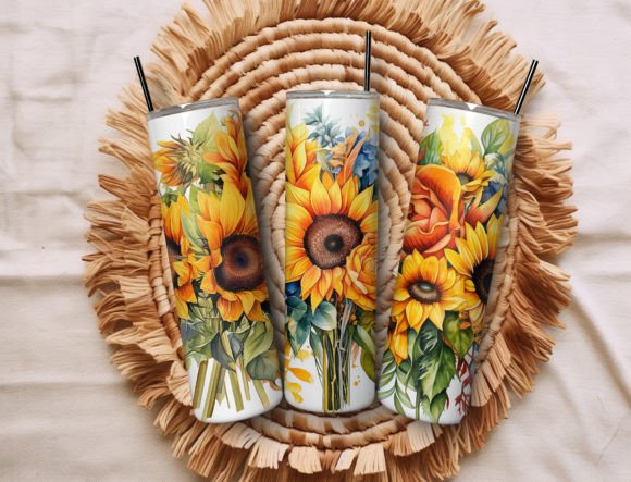 Download Watercolor Sunflower Bouquets Tumbler - Flower Collection