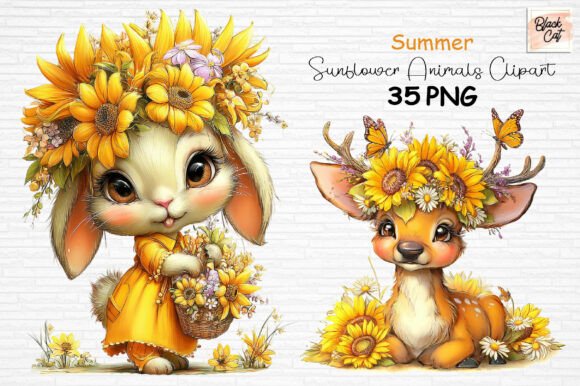 Download Summer Sunflower Animals Clipart PNG - Flower Collection