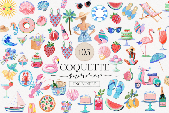 Download Watercolor Coquette Summer Clipart - Coquette summer clipart Collection