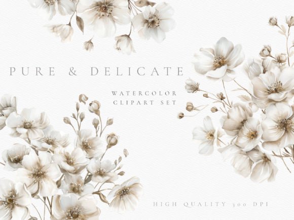 Download White Rustic Wedding Flower Clipart Set - Flower Collection