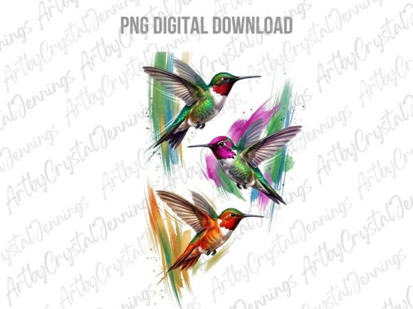 Download Vibrant Hummingbird Watercolor Art PNG - Hummingbird watercolor Collection