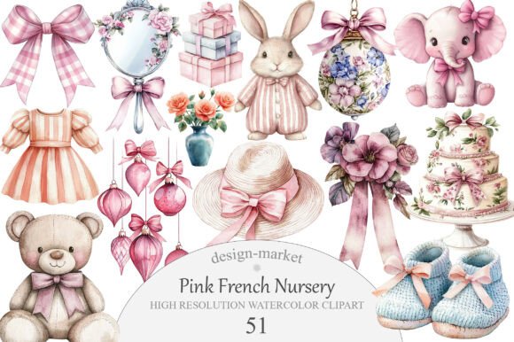 Download Pink French Nursery Clipart - Nursery Collection