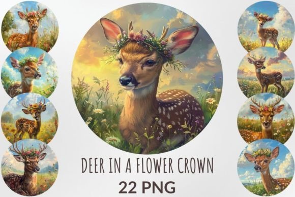 Download Deer in a Flower Crown Sublimation Pack - Flower Collection
