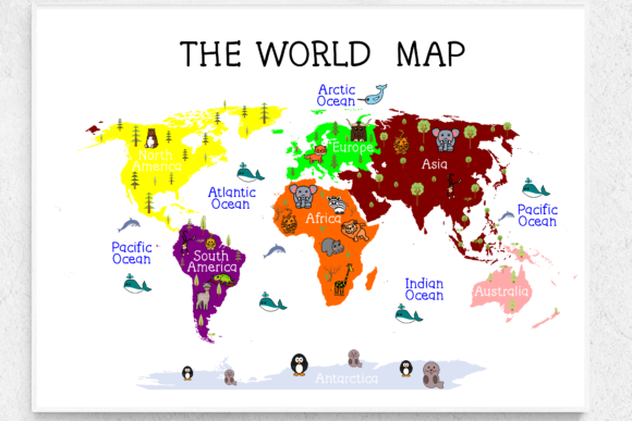 Download Nursery Wall Art, World Map Print, Chart - Nursery Collection