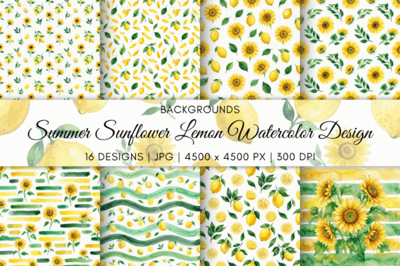 Download Summer Sunflower Lemon Watercolor Design - Flower Collection