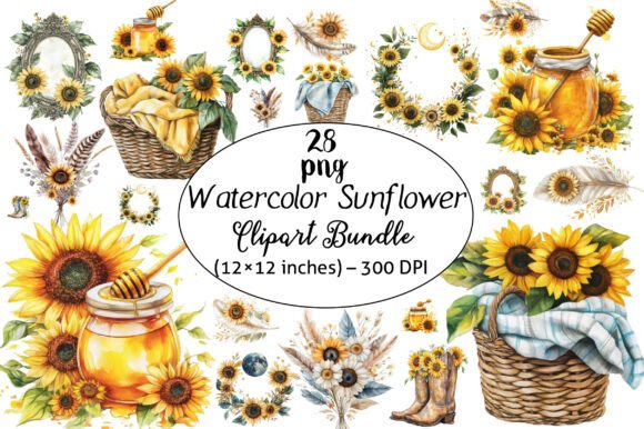Download Watercolor Sunflower Clipart Bundle – - Flower Collection