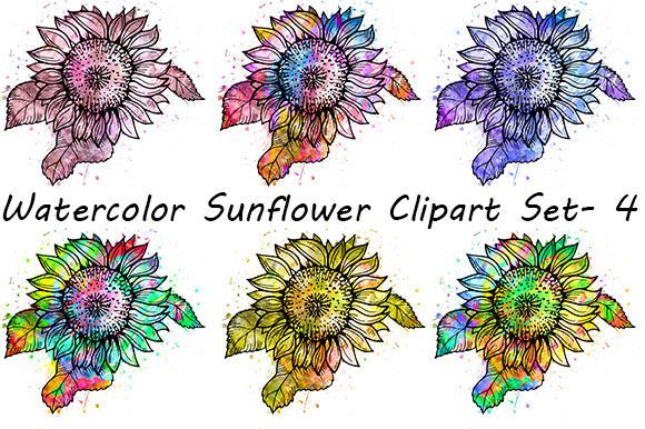 Download Watercolor Sunflower Clipart Set-4 - Flower Collection