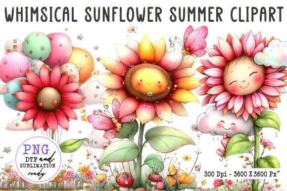 Download Whimsical Sunflower Summer Clipart - Flower Collection