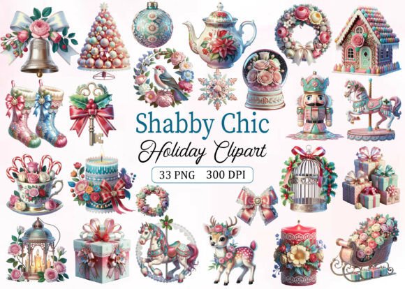 Download Shabby Chic Holiday Clipart Bundle - Premium Resources