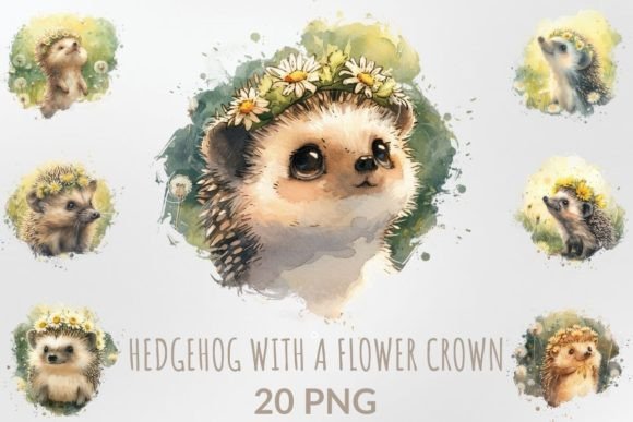 Download Small Hedgehog with a Flower Crown - Flower Collection