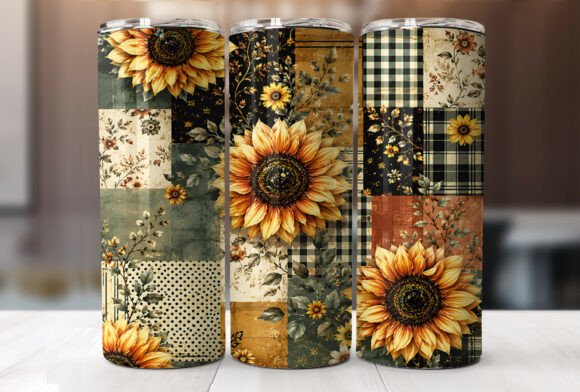Download Rustic Sunflower Plaid 20oz Tumbler Wrap - Flower Collection