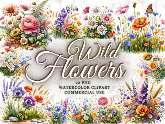 Download Watercolor Wild Flowers Clipart Png - Flower Collection